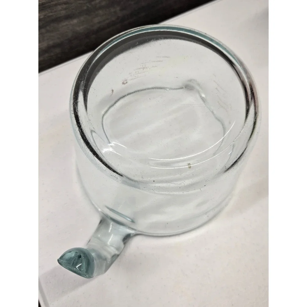 Vintage Pyrex 4 Cup Glass Measuring Cup Clear Red Lettering Faded‎ Open Handle